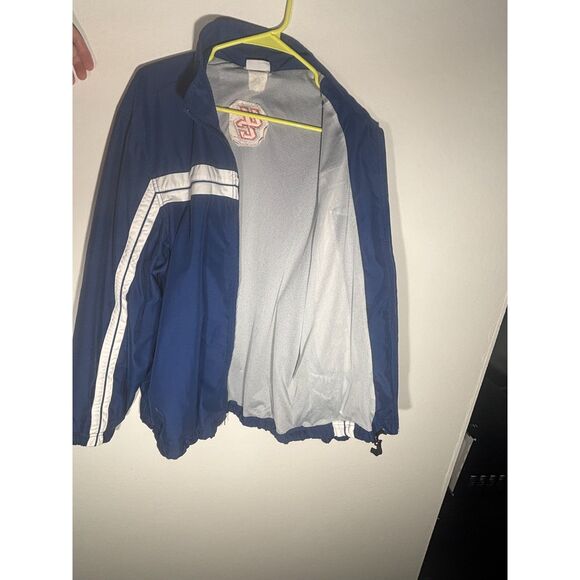 Speedo Vintage Track Jacket Blue White Utica College Embroidered Logo Size L - Picture 2 of 6